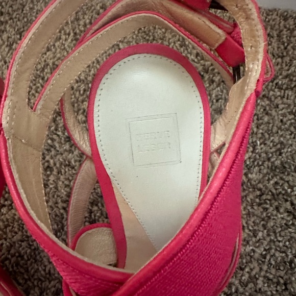 HERVE LEGER "SERA" Pink Leather Strappy Sandal Heel 7.5 M. Italy - Picture 4 of 7